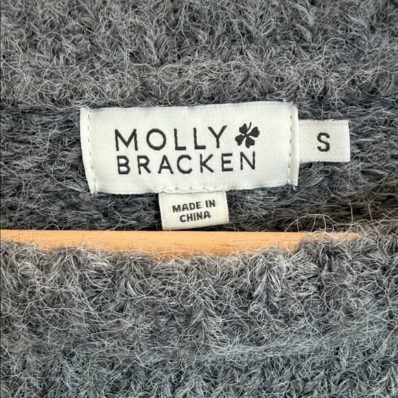 Molly Bracken Charcoal Gray Fuzzy Crewneck Sweater - Picture 2 of 4
